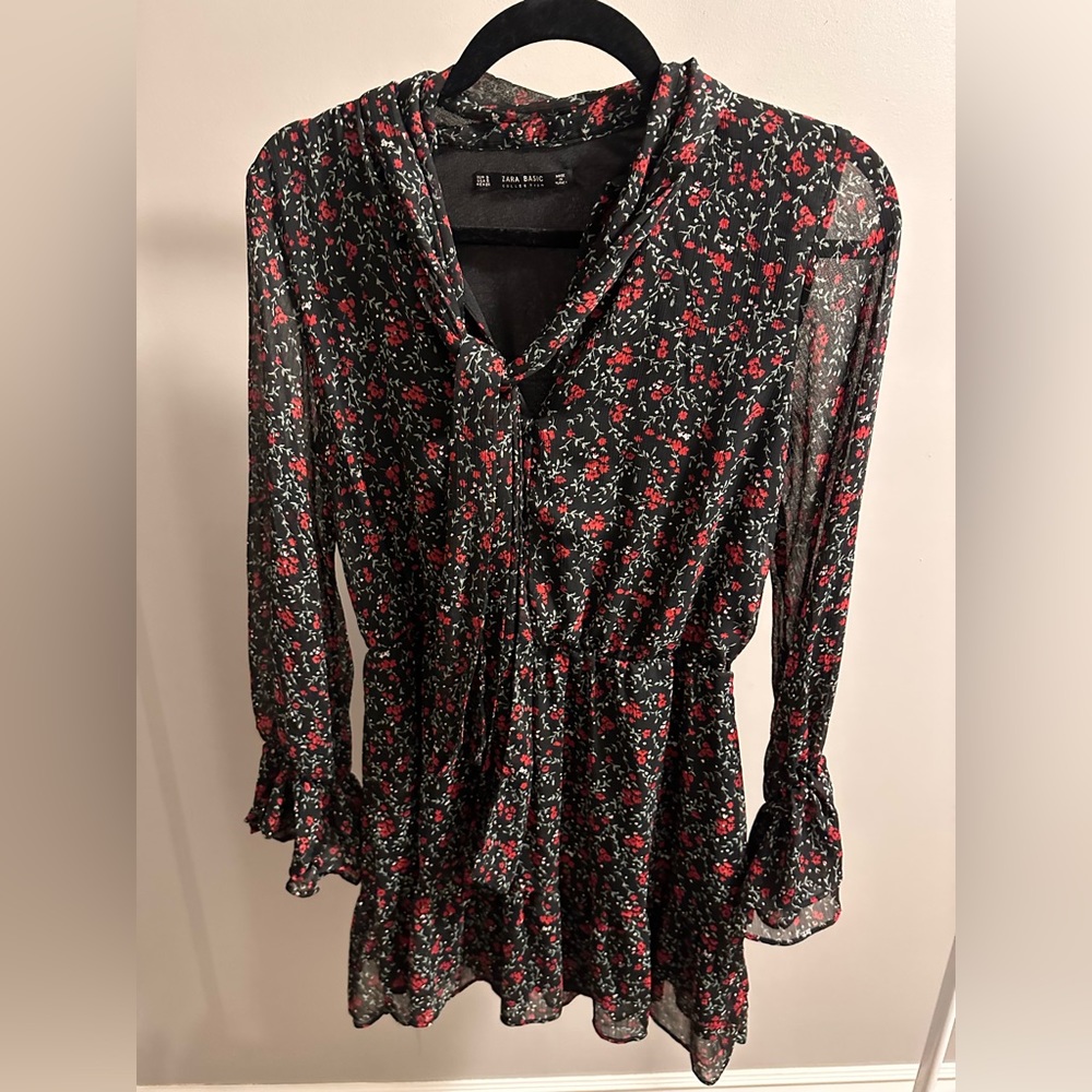 Zara floral dress with front tie